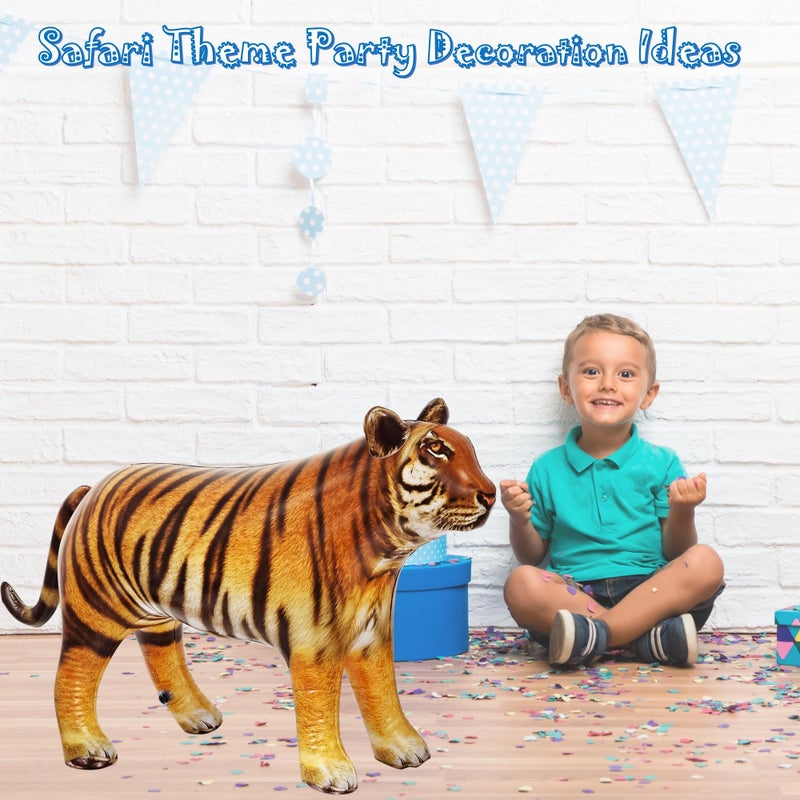 Jet Creations 40" Long Inflatable Tiger Toy, Orange-Yellow with Black Stripes, Realistic Jungle Animal Figure, Home Decor, Photo Prop, Thanksgiving Christmas Winter,Wildlife Safari Theme, 1 pc - Image 2